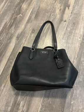 Nine West Black Structured Tote with Charm Tag